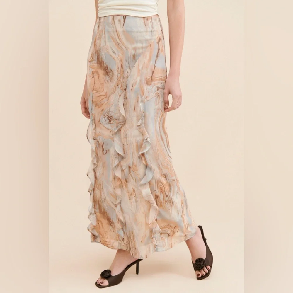 Anthropologie Moon River Ruffle Detail MIDI Skirt SZ M - Picture 1 of 5